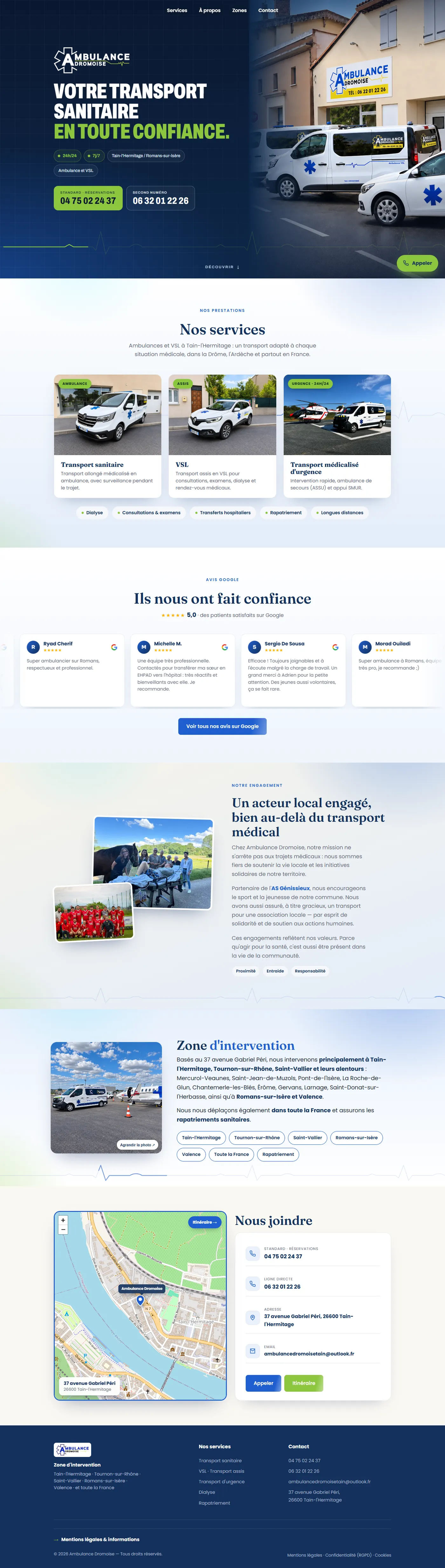 Le site Ambulance Dromoise, réalisé par SSA Studio