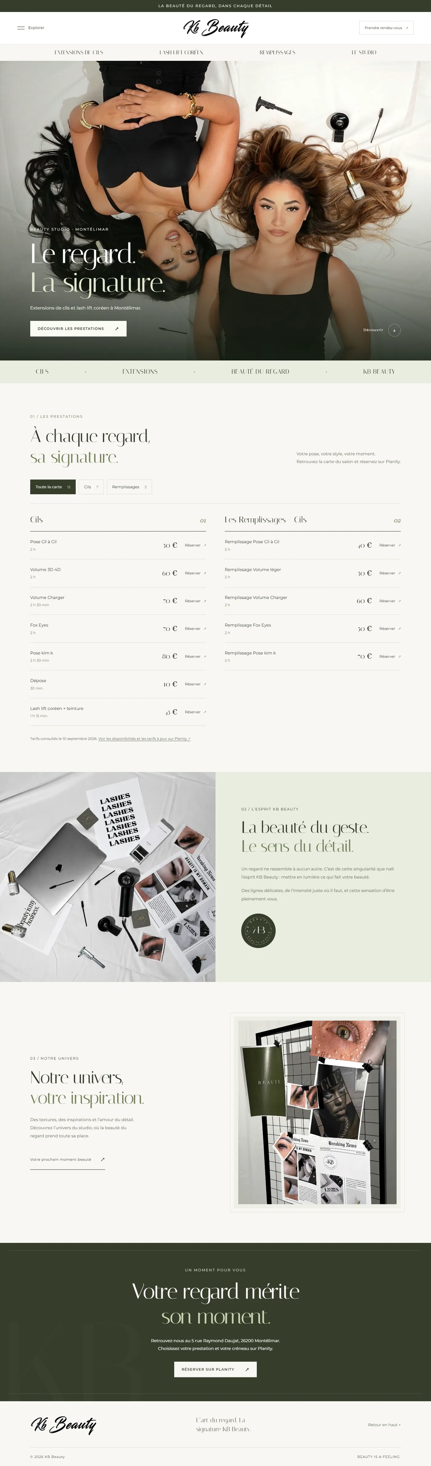 Le site KB Beauty, réalisé par SSA Studio